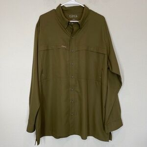 Gameguard Outdoors Shirt Men's 2XL Green Button Down Long Sleeve Vented Fishing
